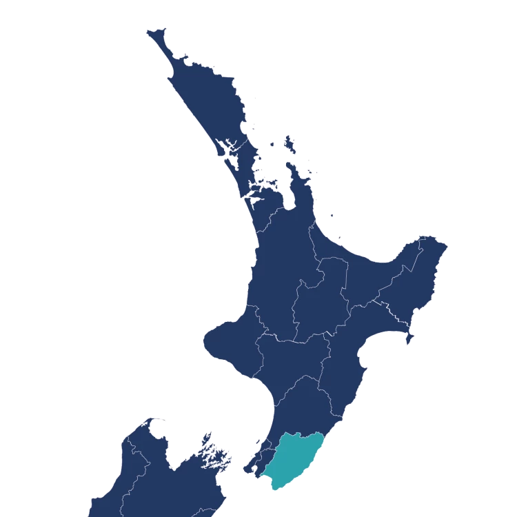 The Wairarapa District as shown on the map of the North Island of New Zealand