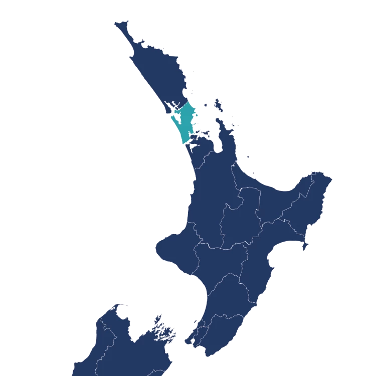 The Waitemata District as shown on a map of the North Island of New Zealand