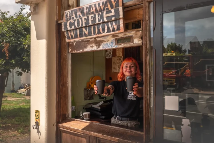 Takeaway coffee served at Raumati Social Club Kapiti Coast